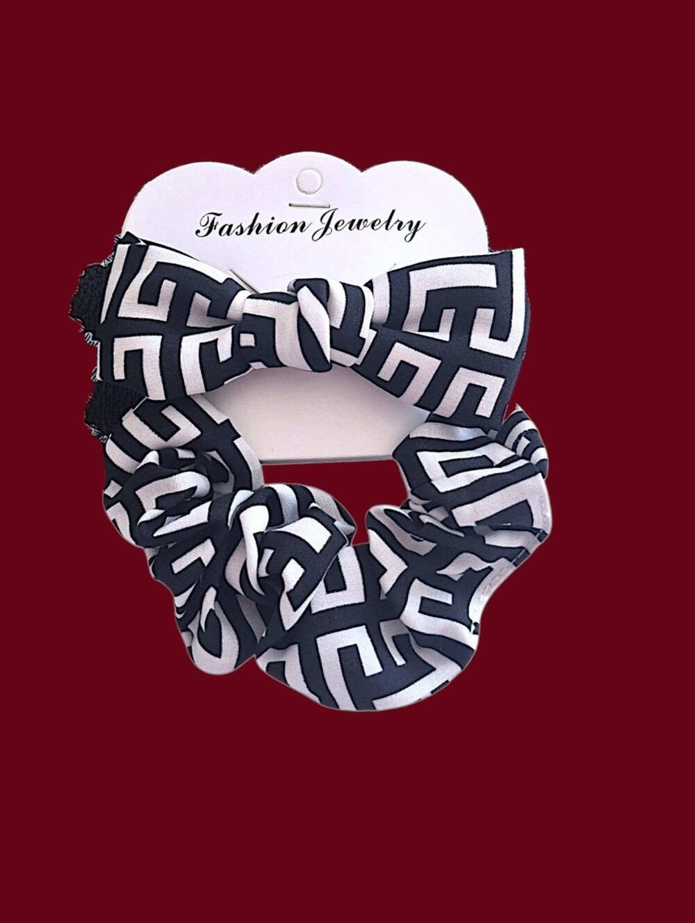 Black & White Geometric Bow Scrunchie Set